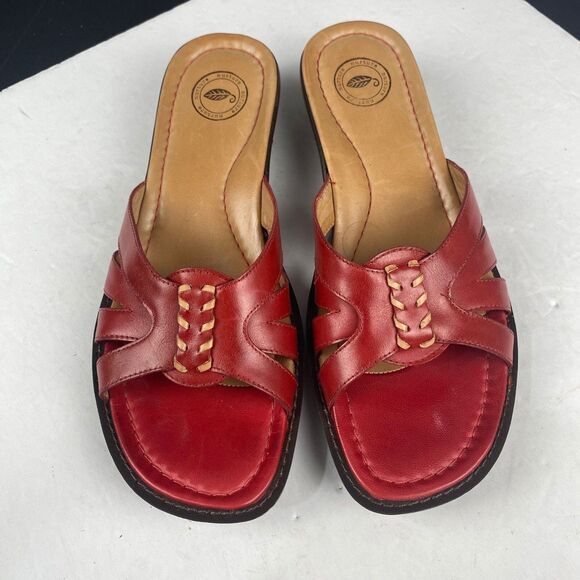 Nurture Women's size 9 M Red Leather Slip-On Sandals Open Toe low top. - Picture 2 of 15